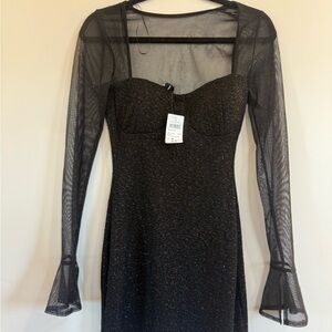 Windsor Black Glitter Long Sleeve Dress